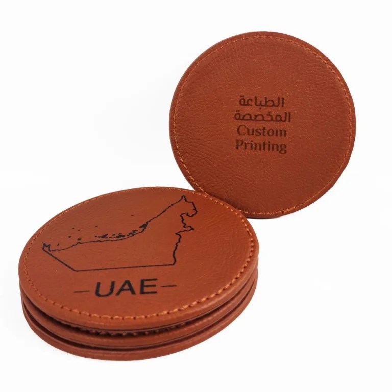 Custom Printing Leather Coasters – Set of 6 — Custom Printing Leather Coasters – Set of 6 — ready-made or custom-branded with your logo, delivered across Dubai & the UAE.