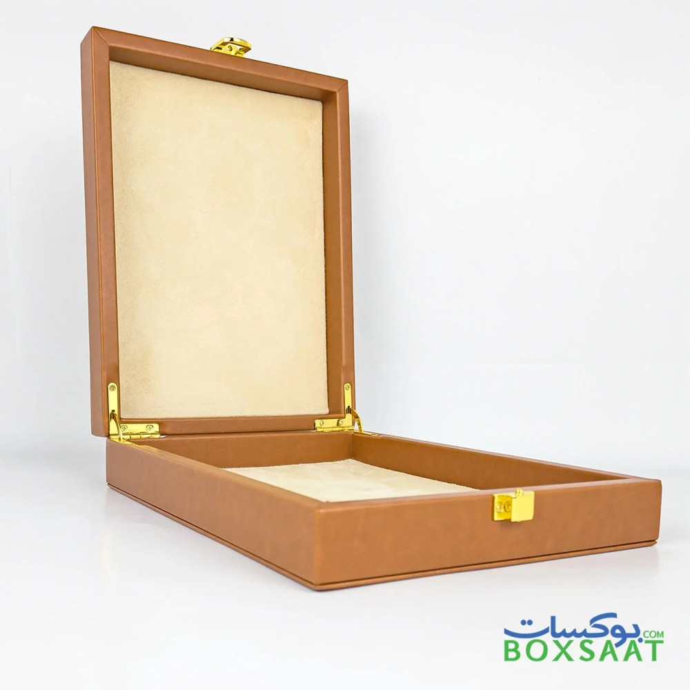 Brown Color PU Leather Box – Medium Size – 24.9Lx19.3Wx(2.3+2.3)H — Brown Color PU Leather Box – Medium Size – 24.9Lx19.3Wx(2.3+2.3)H — ready-made or custom-branded with your logo, delivered across Dubai & the UAE.