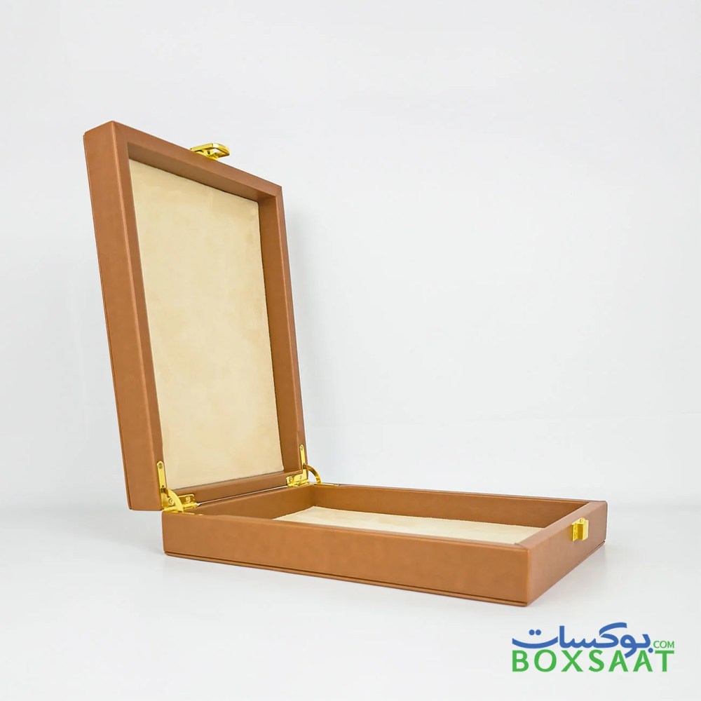 Brown Color PU Leather Box – Small Size – 21.5Lx15.5Wx(2+2)H — Brown Color PU Leather Box – Small Size – 21.5Lx15.5Wx(2+2)H — ready-made or custom-branded with your logo, delivered across Dubai & the UAE.