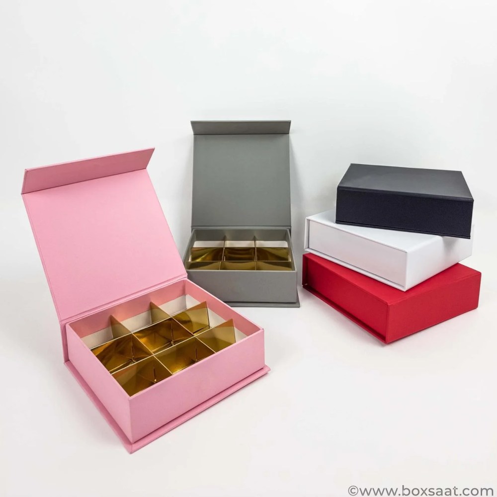 Chocolate Box – 9 Pcs – 5 Colors – Magnetic Flap Model — Chocolate Box – 9 Pcs – 5 Colors – Magnetic Flap Model — ready-made or custom-branded with your logo, delivered across Dubai & the UAE.