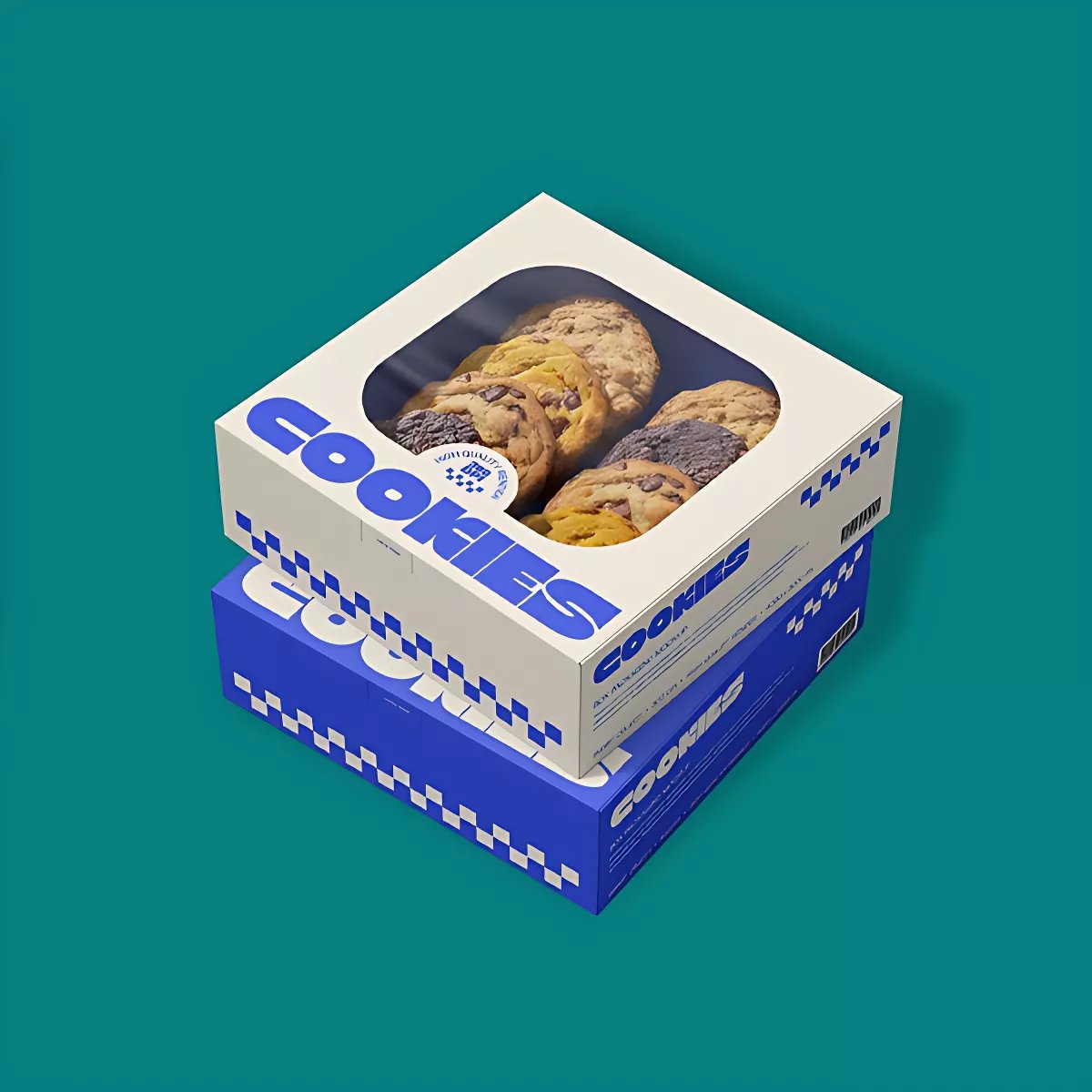 Cookie Boxes — Cookie Boxes branded to your artwork — 350gsm folding box board options, matt / gloss lamination and full colour matching, produced in Dubai.