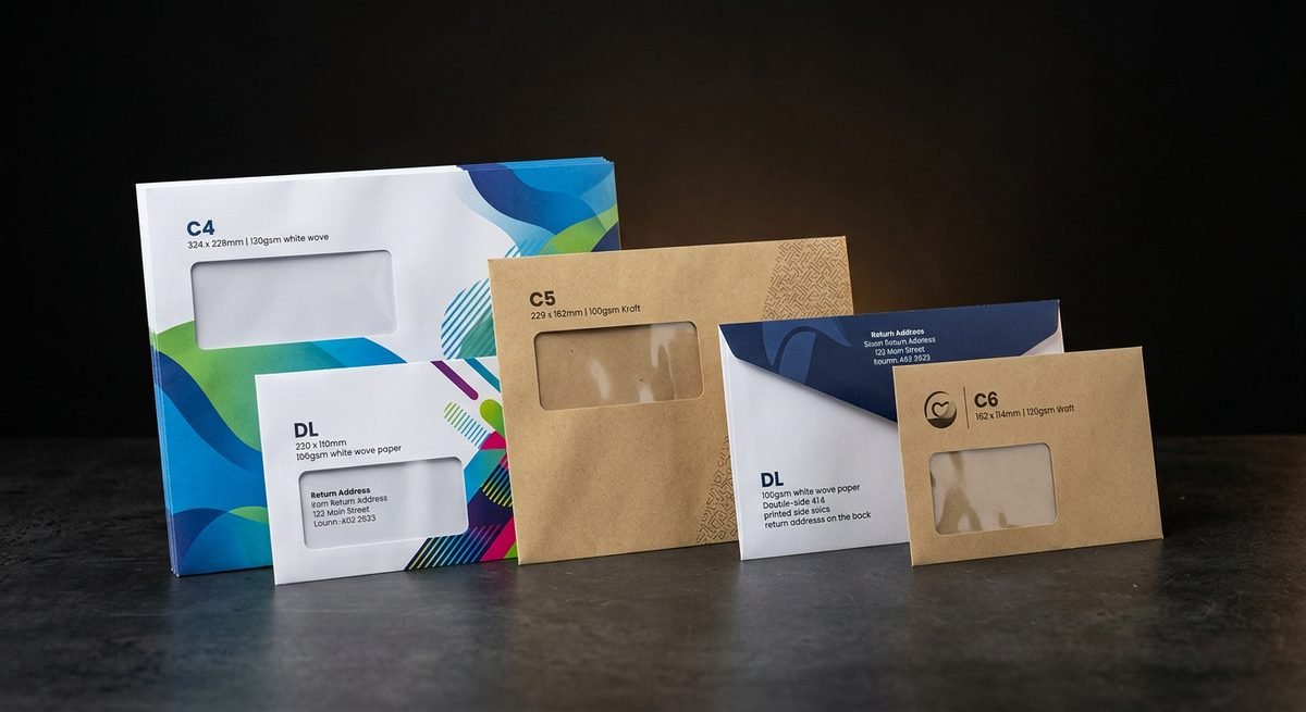 Envelopes — DL, C5 and C4 envelopes with window options.