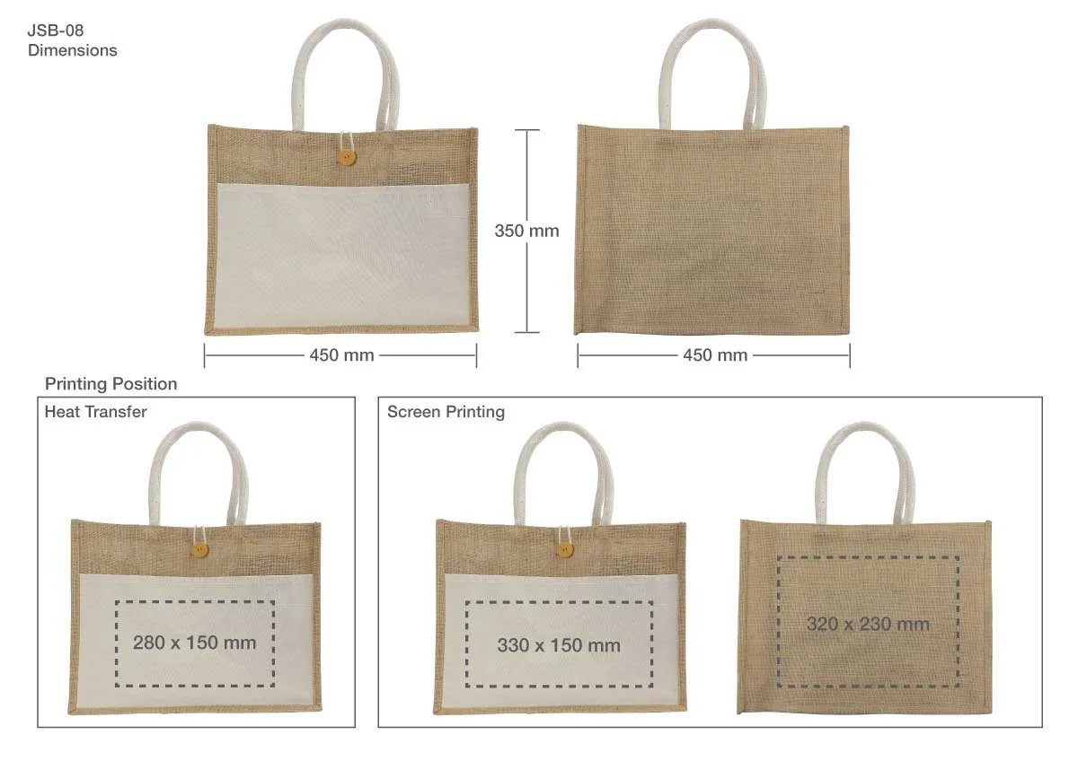 Jute Bags — Jute Bags branded to your artwork — 10oz natural cotton canvas options, screen print and full colour matching, produced in Dubai.
