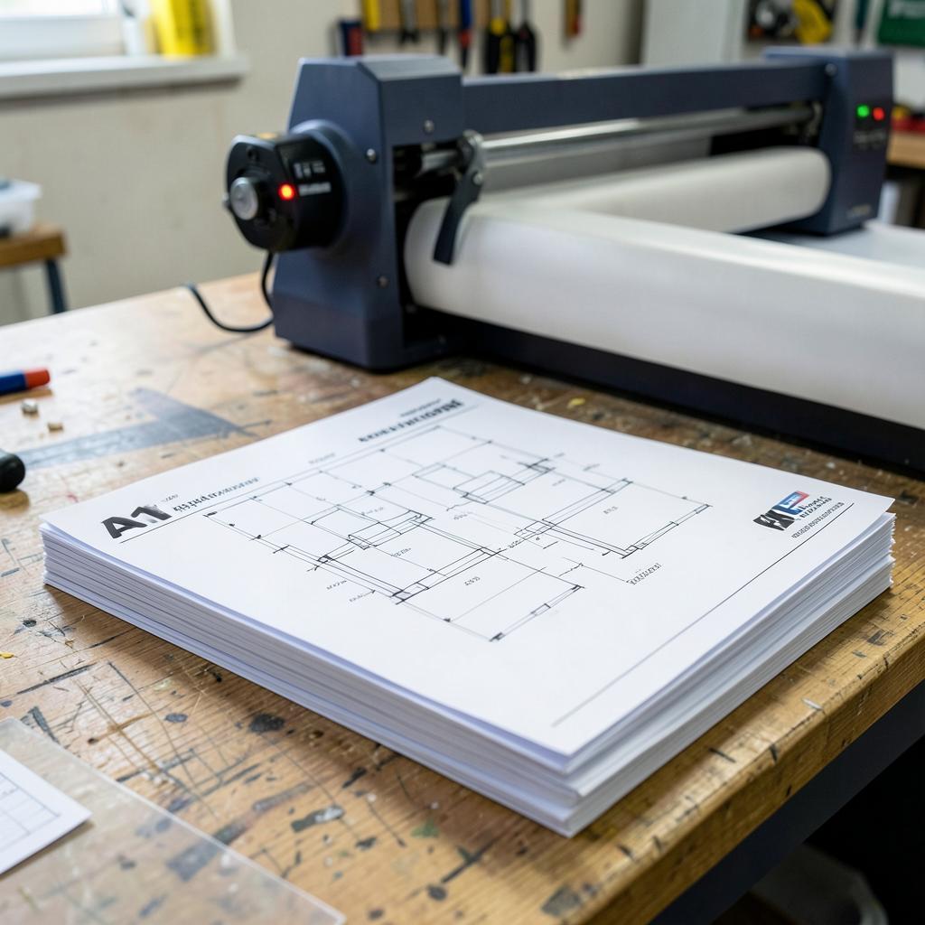 A1 Drawing Print — A1 Drawing Print branded to your artwork — 80gsm cad bond options, black & white or full colour and full colour matching, produced in Dubai.