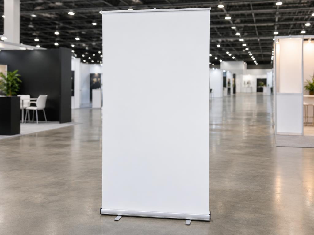 Broad Base Roll-Up Stand — Broad Base Roll-Up Stand in Dubai — wide-base retractable roll-up banner stand that stays stable in busy halls and breezy entrances.