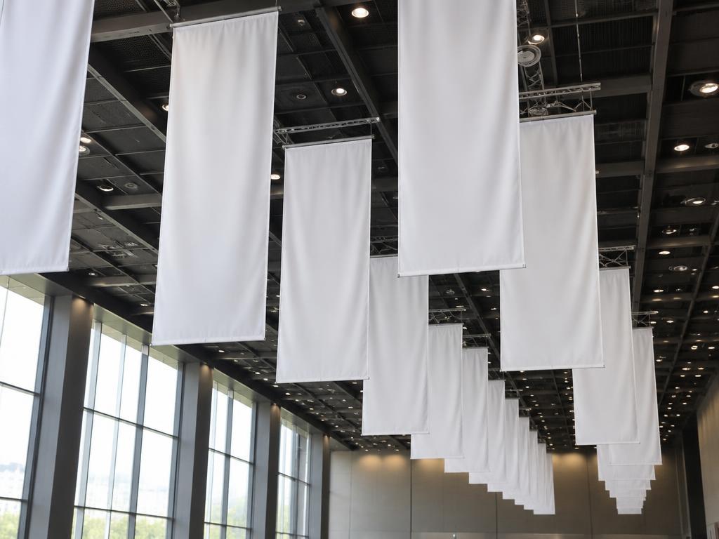 Conference Hanging Flags — Conference Hanging Flags in Dubai — ceiling-hung flag set that dresses conference halls and summit venues with country or sponsor flags.