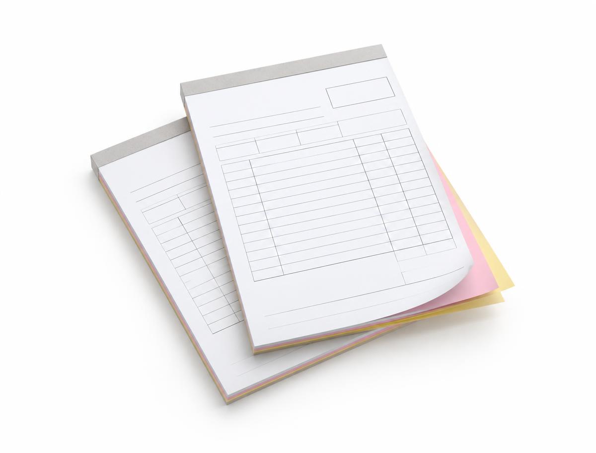 Invoice Books — Invoice Books branded to your artwork — 100gsm uncoated bond options, full-colour or 1-colour print and full colour matching, produced in Dubai.