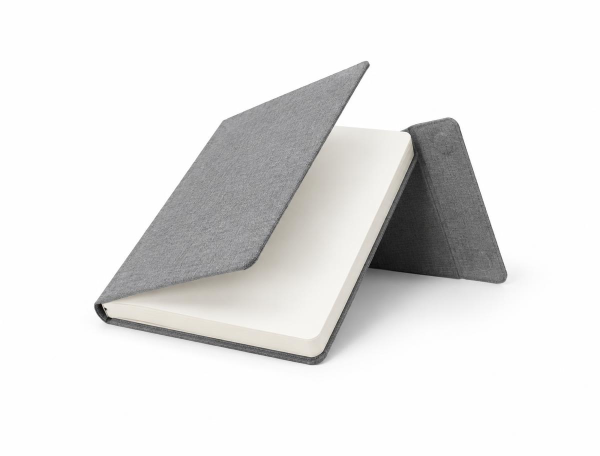 Notebook With Foldable Cover — Notebook With Foldable Cover branded to your artwork — pu leatherette cover options, foil blocking and full colour matching, produced in Dubai.