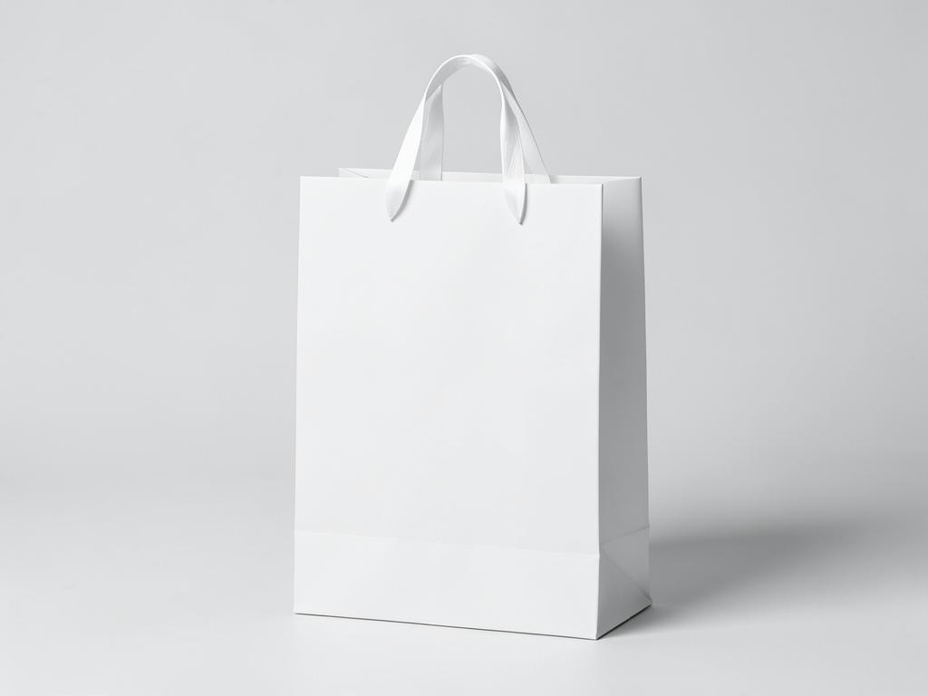 Portrait Paper Bags — Tall laminated paper bags with ribbon handles for boutique and gift packaging.
